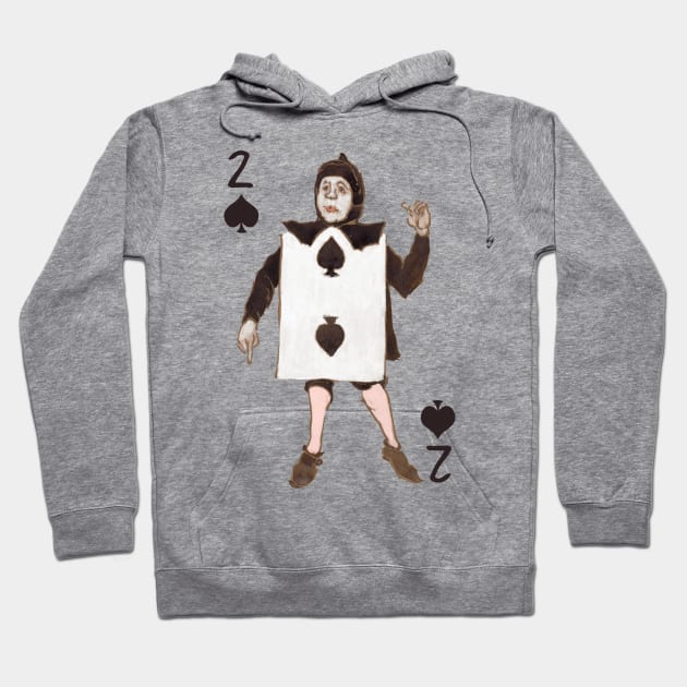 Vintage Character of Playing Cards  Two of Spades Hoodie by KewaleeTee